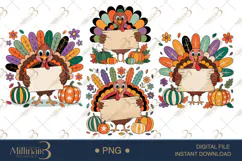 Thanksgiving Wood Sign PNG | Cute Turkey Fall Graphics Product Image 1