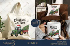 Christmas On The Farm PNG Santa on Tractor with Tree Clipart Product Image 6