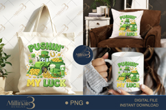 Pushin My Luck PNG, St Patricks Day Tractor Design, Funny Fa Product Image 6