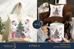 Cute Ghost Christmas PNG | Holiday Clipart with Santa Hat Gh Product Image 6
