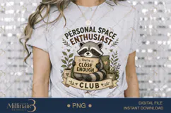Introvert Space Enthusiast Club PNG, Funny Introvert Raccoon Product Image 6