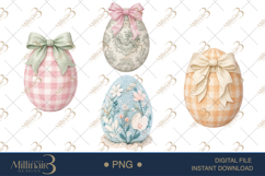 Easter Egg Clipart PNG, Watercolor Eggs with Bows, Pastel Product Image 1