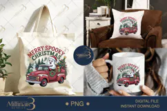 Spooky Christmas Santa Ghost PNG | Vintage Truck Holiday Cli Product Image 6