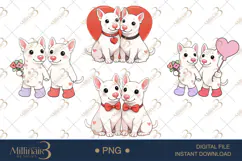 Funny Bull Terriers in Love Valentine Dog Clipart Product Image 1