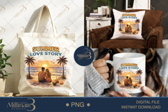Summer Love Story PNG Romantic Beach Sunset Design, Couple Product Image 6