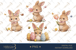 Cute Easter Bunny Clipart PNG, Watercolor Bunny Clipa Product Image 1