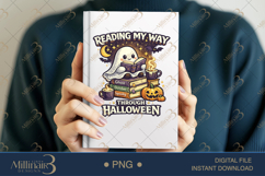 Reading My Way Through Halloween PNG, Cute Ghost Reader Desi Product Image 6