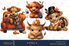 Halloween Highland Cow Clipart Product Image 1