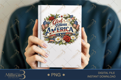 God Bless America PNG, Patriotic Floral Sublimation Design, Product Image 6