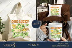 One Lucky Cowboy PNG, St Patricks Day Cowboy Hat With Shamro Product Image 6