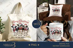 Christmas in the Barn Cow PNG | Cute Cows with Santa Hats & Product Image 6