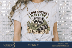 Low Social Battery Society PNG, Cozy Introvert Raccoon Subli Product Image 6