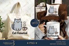 Cat-Feinated PNG | Cute Coffee &amp; Cat Pun Clipart Product Image 6