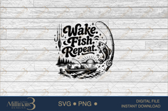 Wake Fish Repeat SVG PNG, Funny Fishing Lake Shirt Design, S Product Image 6