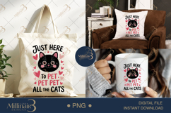 ust Here to Pet All The Cats PNG | Cute Black Cat Clipart wi Product Image 6
