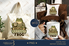 Socially Exhausted Frog PNG, Funny Introvert Coffee Lover Su Product Image 7
