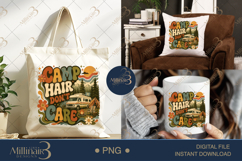 Camp Hair Dont Care PNG, Retro Camping Sublimation Design wi Product Image 7