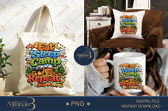 Eat Sleep Camp Repeat PNG, Camping Sublimation Design, Tent Product Image 7