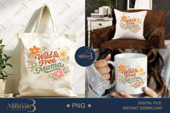 Wild Free Mama PNG, Boho Floral Mom Quote Design, Retro Wild Product Image 7