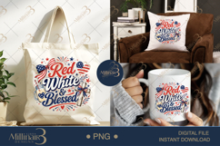 Red White and Blessed PNG, Patriotic Christian Sublimation D Product Image 7