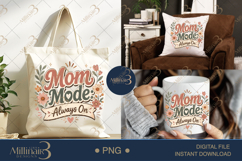 Mom Mode Always On PNG, Retro Floral Mom Quote Design, Funny Product Image 7