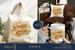 Home Is Where Mom Is PNG, Watercolor Sunflower Floral Design Product Image 7