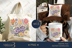 Wildflower Soul PNG, Watercolor Floral Boho Design with Sun, Product Image 7