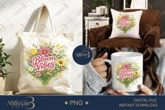 Bloom Vibes PNG Watercolor Floral Bouquet Design, Boho Flowe Product Image 7