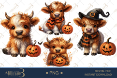 Halloween Highland Cow Clipart Product Image 1