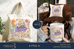 Mama Is My Sunshine PNG, Watercolor Floral Kids Design, Cute Product Image 7