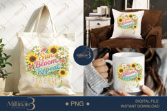 Sun Bloom Repeat PNG Watercolor Sunflower Floral Design, Boh Product Image 7