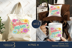 Wildflower Dreams PNG Watercolor Floral Design, Retro Boho Product Image 7