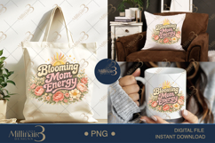 Blooming Mom Energy PNG, Watercolor Floral Mama Design, Boho Product Image 7