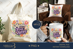 Mama With A Free Spirit PNG, Retro Floral Mom Design, Boho B Product Image 7