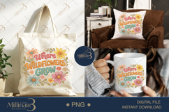 Where Wildflowers Grow PNG, Watercolor Floral Quote Design, Product Image 7