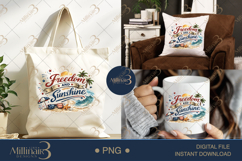 Freedom and Sunshine PNG, Patriotic Summer Sublimation Desig Product Image 5