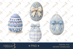 Easter Egg Clipart PNG, Watercolor Eggs with Bows, Pastel Product Image 1