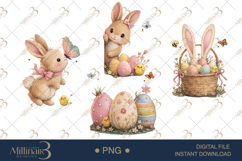 Cute Easter Bunny Clipart PNG, Watercolor Bunny Clipa Product Image 1