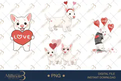Funny Bull Terriers in Love Valentine Dog Clipart Product Image 1