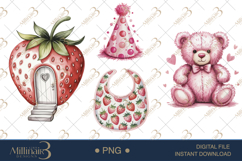Berry Sweet Baby Shower Clipart | Pink Baby Shower Decor Product Image 1