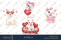 Funny Bull Terriers in Love Valentine Dog Clipart Product Image 1