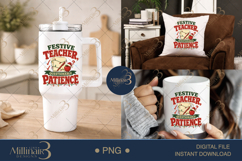 Festive Teacher Questionable Patience PNG, Funny Teacher Chr Product Image 7