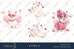 Funny Bull Terriers in Love Valentine Dog Clipart Product Image 1