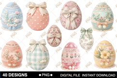 Easter Egg Clipart Bundle PNG, Watercolor Easter Eggs with B Product Image 3
