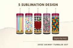 20oz Back To School Tumbler Apple Teacher Pencil Sublimation Product Image 1