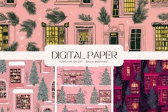 Christmas House Background Seamless Pattern Gift Wrap_1 Product Image 1