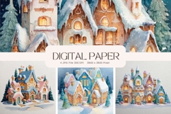 Christmas House Background Seamless Pattern Gift Wrap_2 Product Image 1