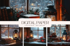 Christmas Window Background Winter Snow Wallpaper Backdrop Product Image 1