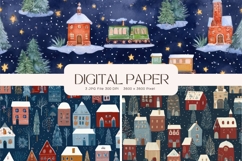 Christmas House Background Seamless Pattern Gift Wrap_2 Product Image 1