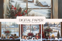 Christmas Window Background Winter Snow Wallpaper Backdrop Product Image 1